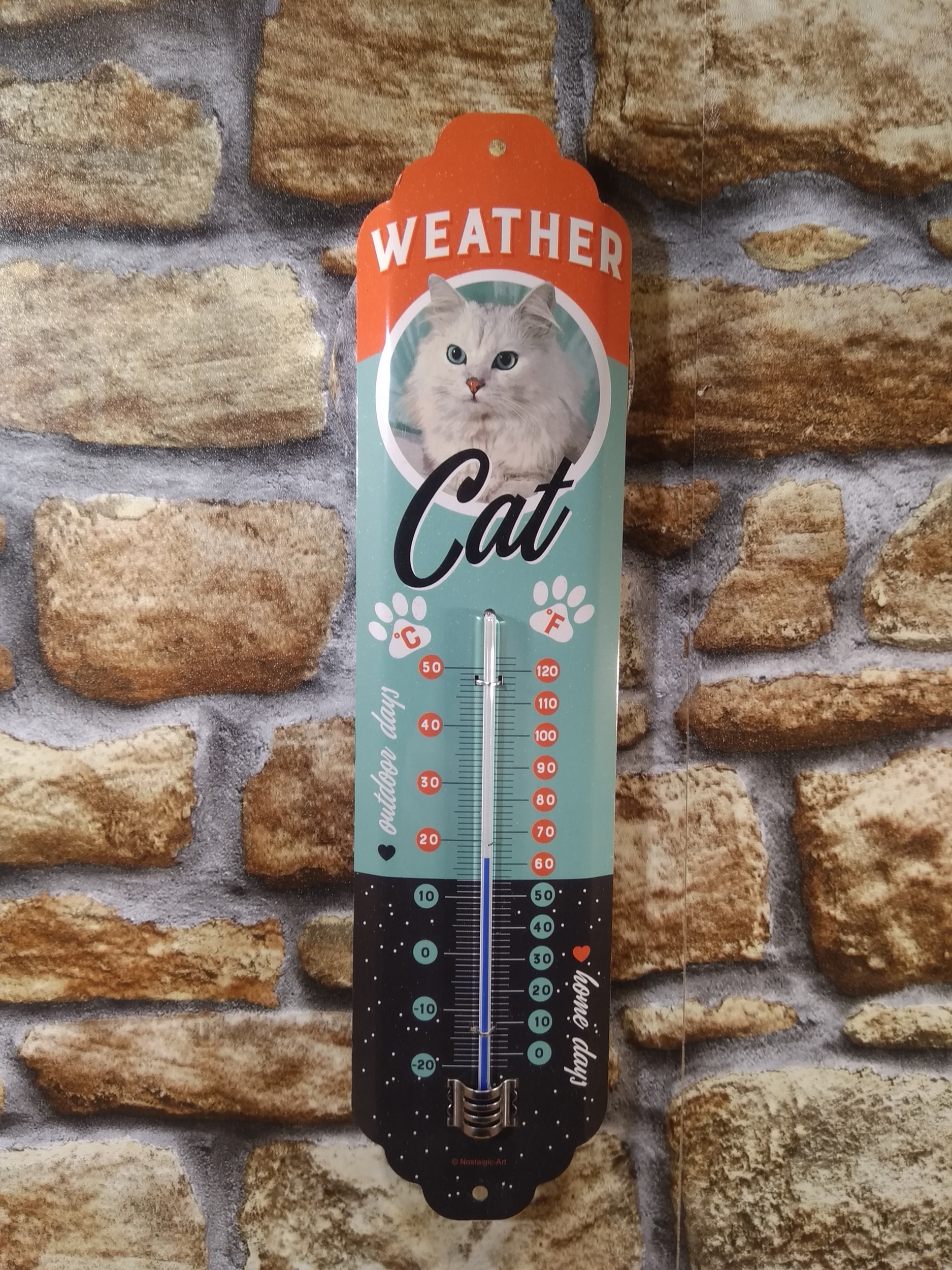 thermomètre métal déco chat