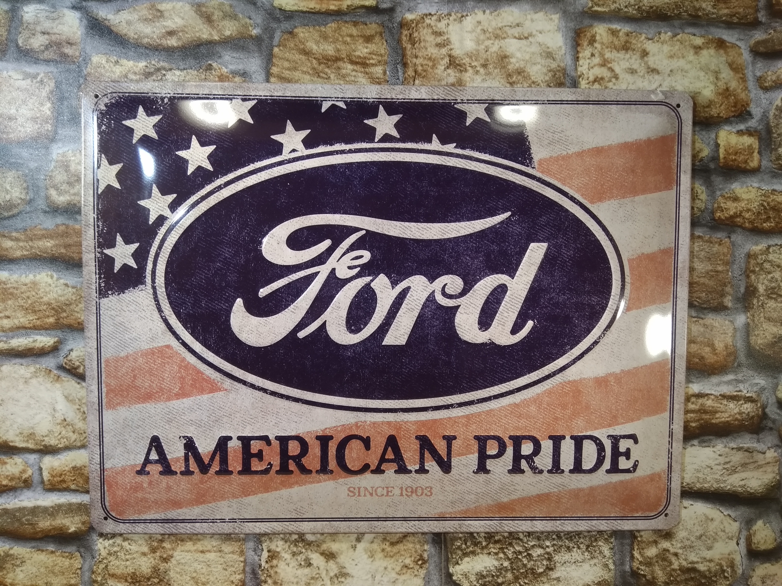 plaque métal déco drapeu américain ford