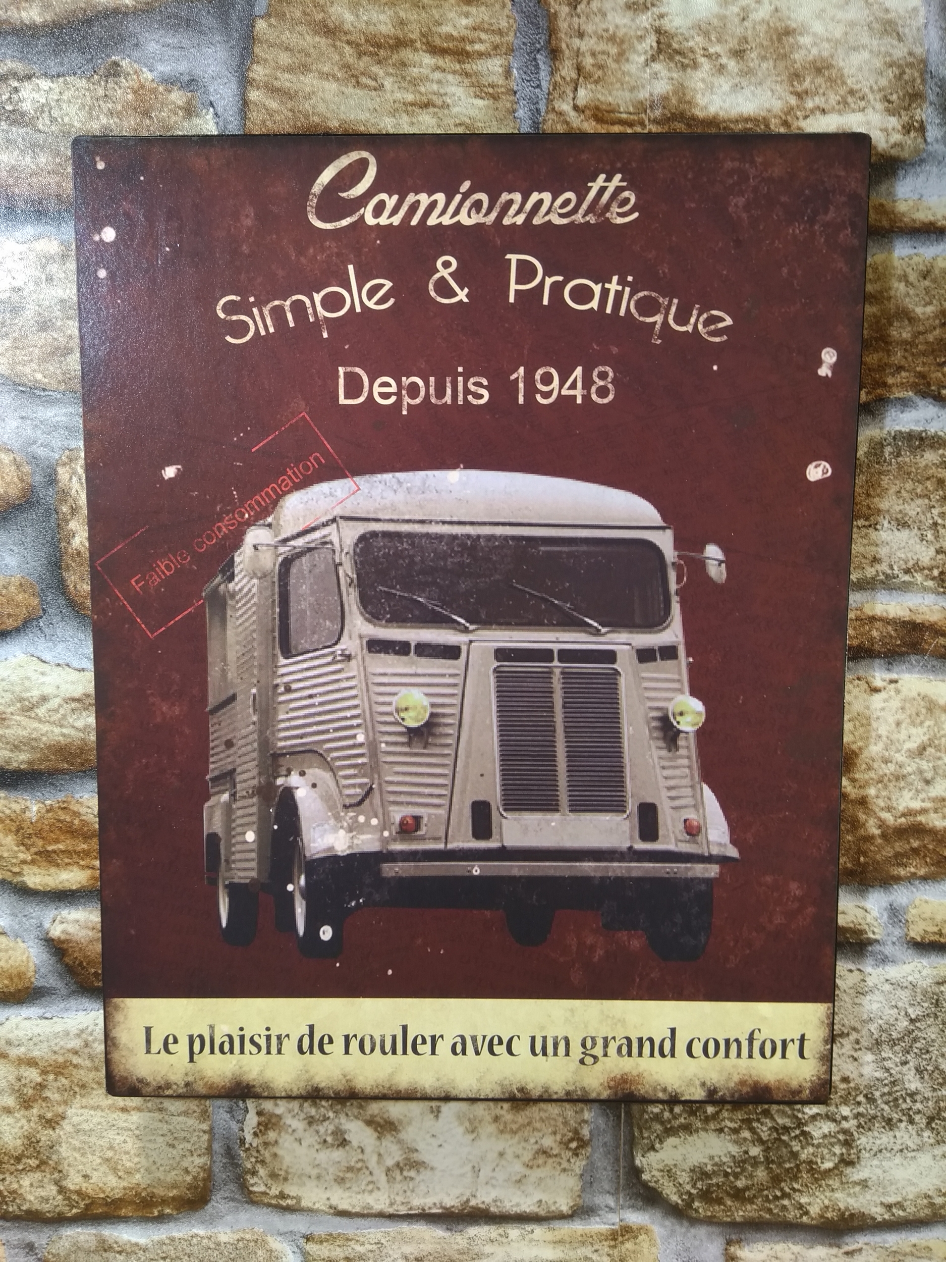 plaque métal publicitaire citroen type h vintage