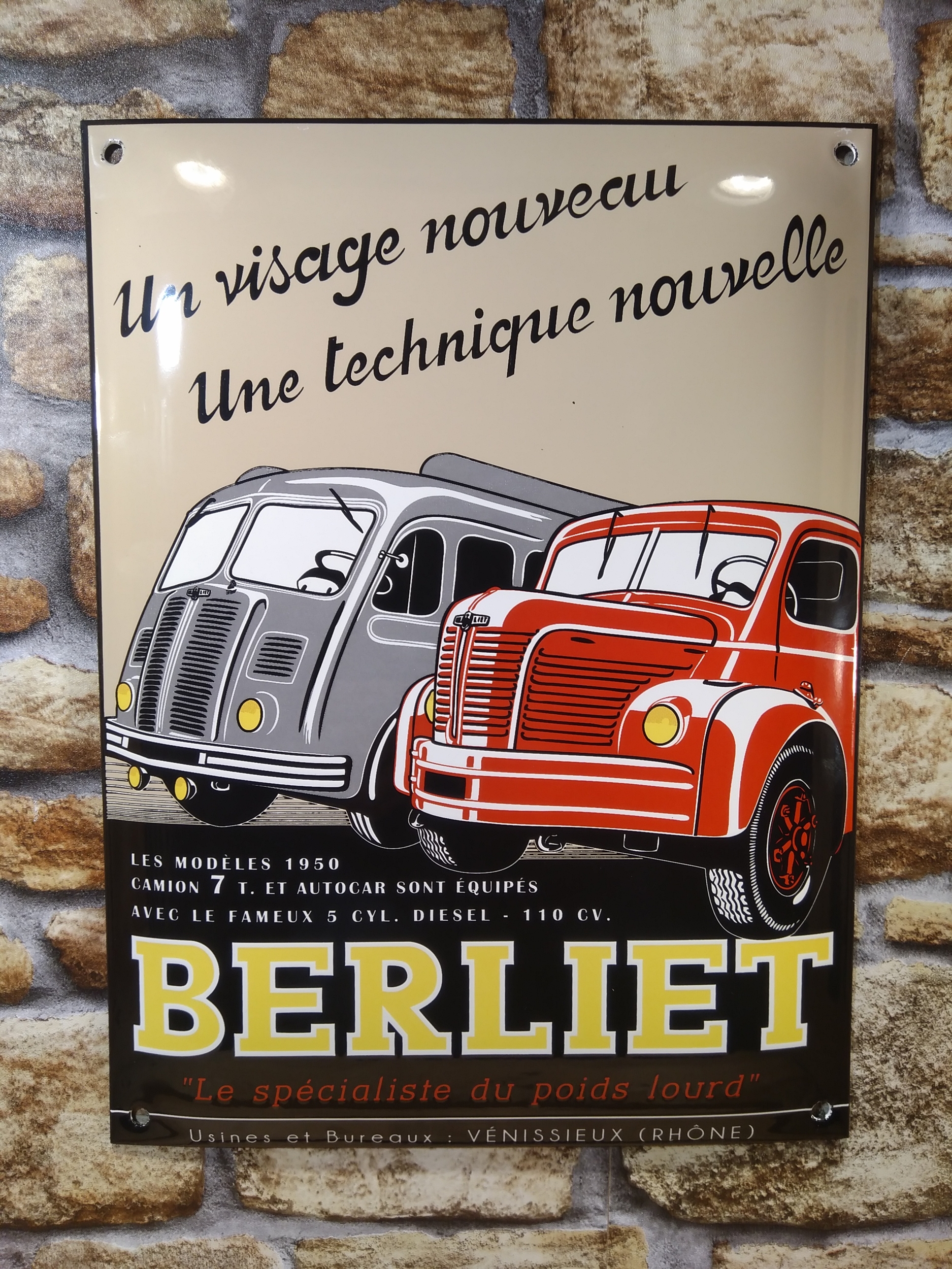 plaque émaillée déco rétro vintage berliet