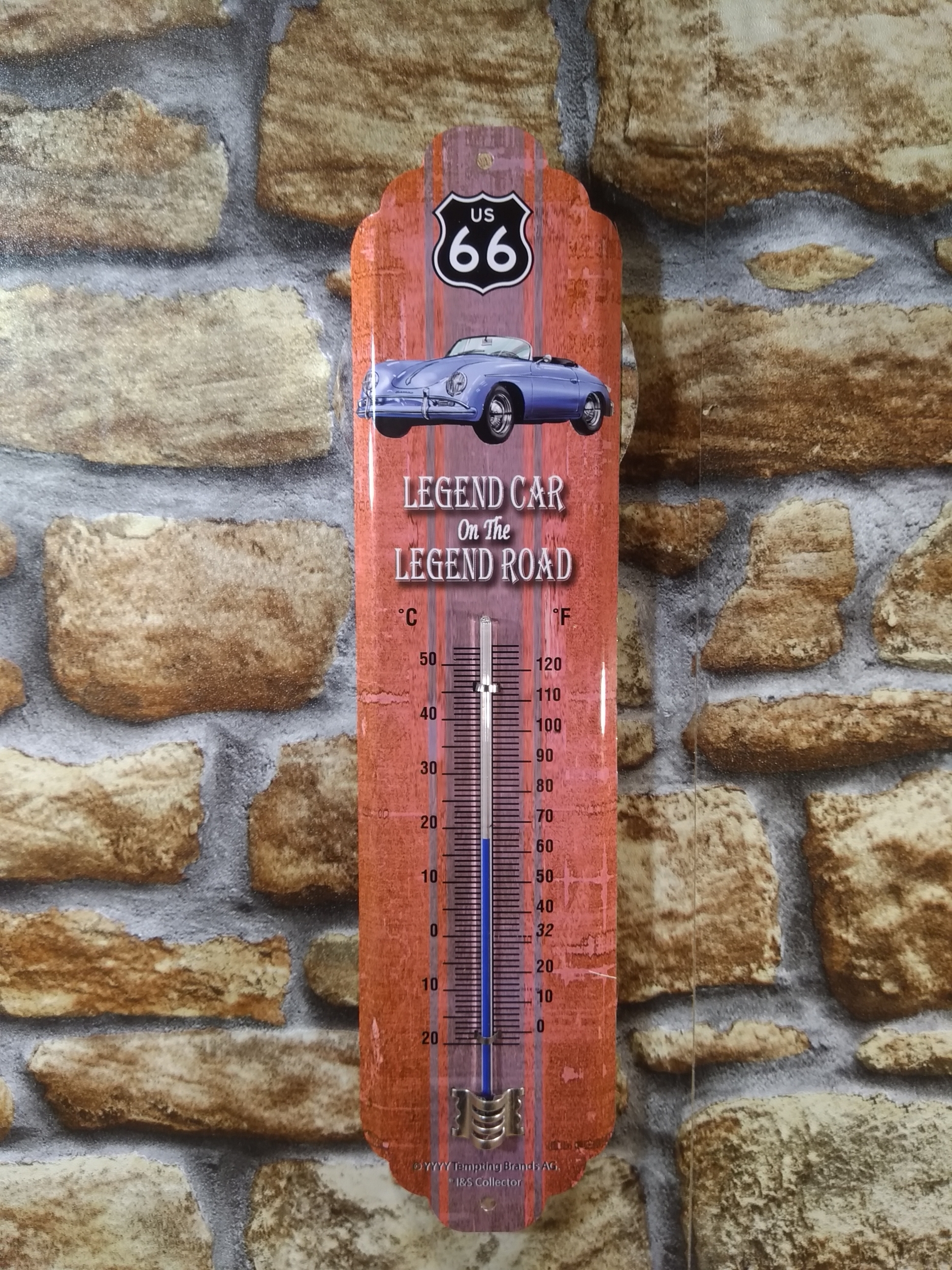 thermomètre métal porsche route 66