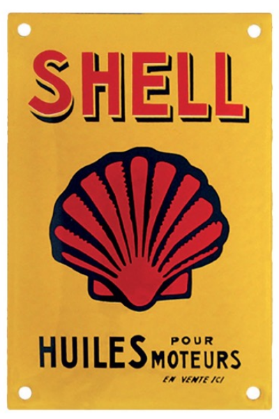 Plaque émaillée huile Shell