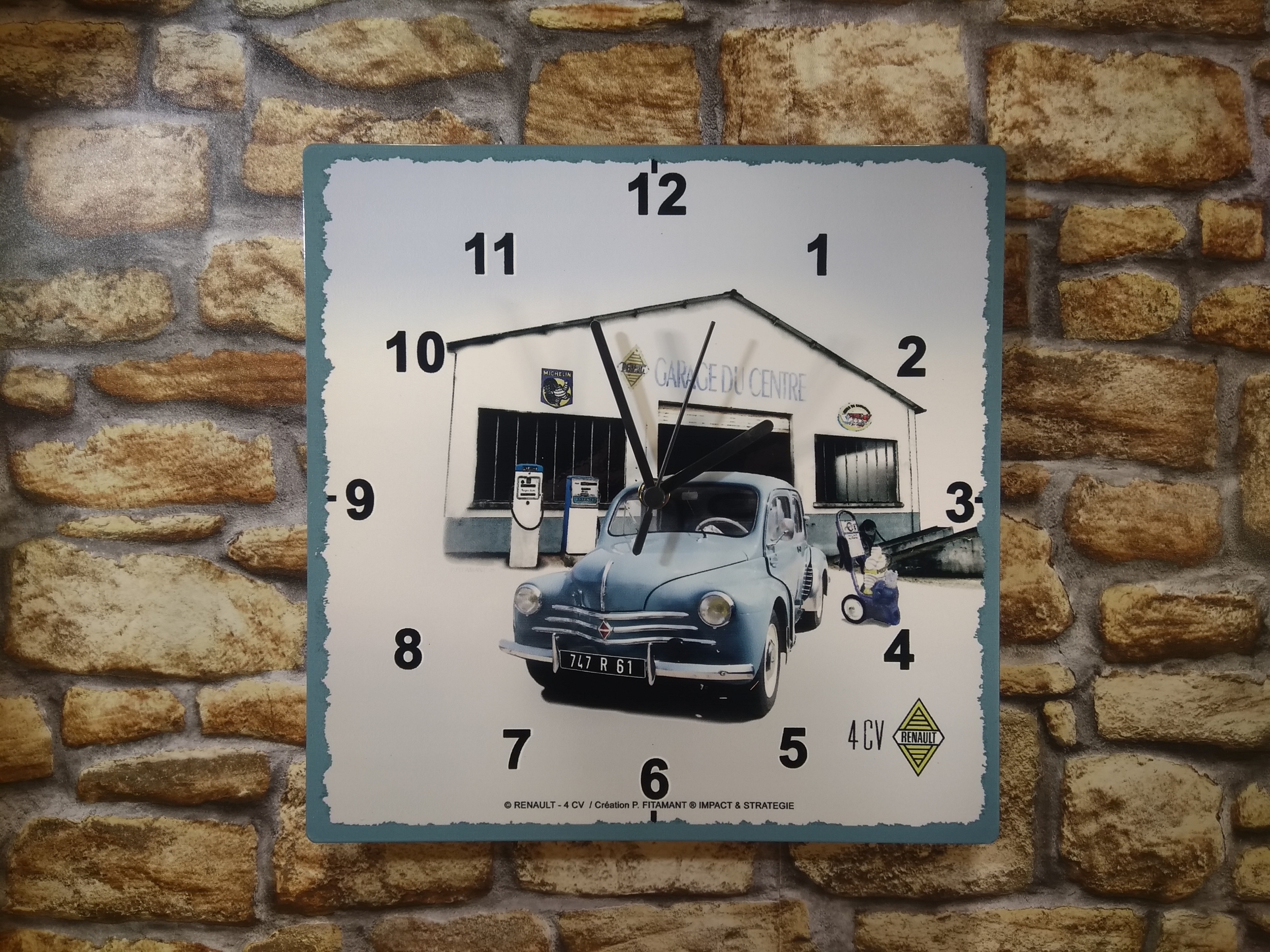 horloge murale publicitaire renault 4 cv vintage