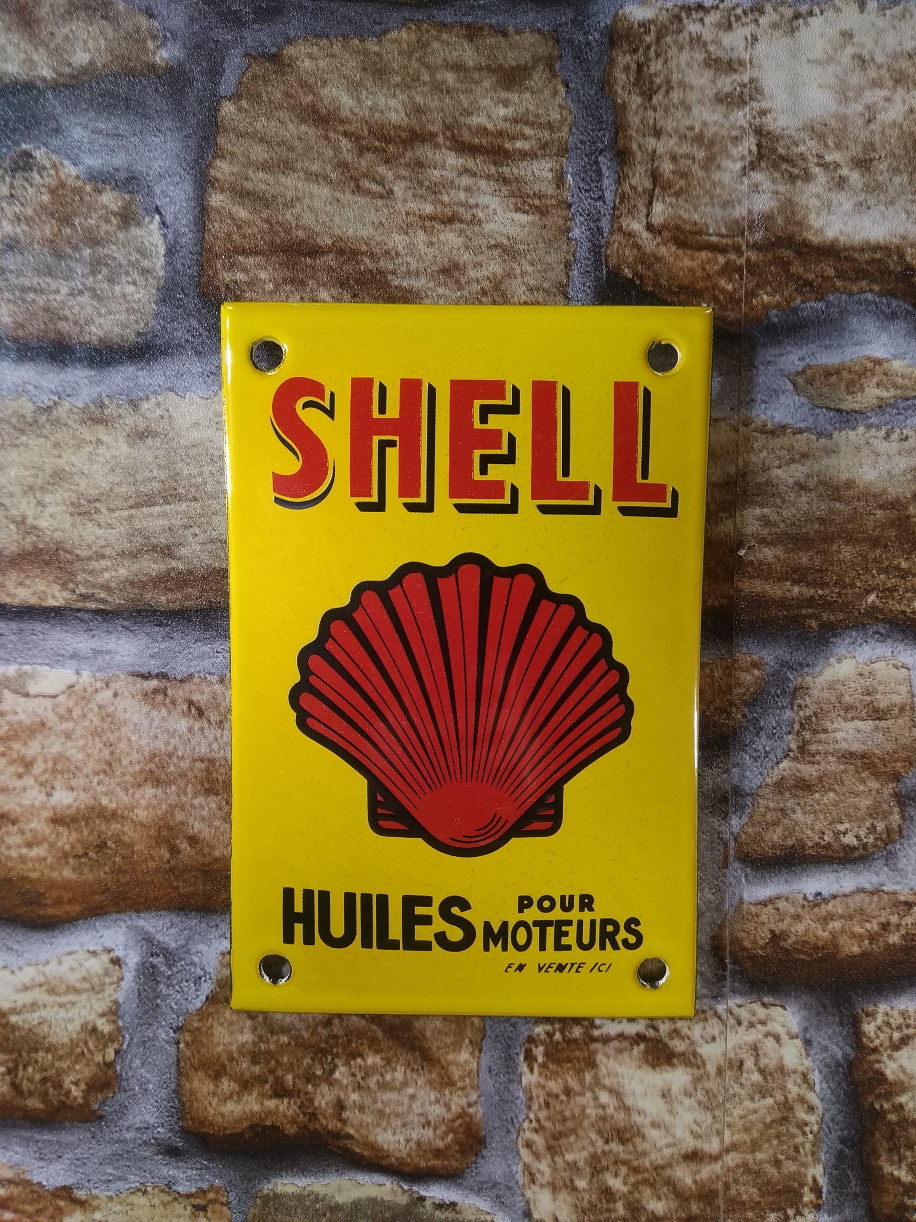 plaque émaillée publicitaire shell