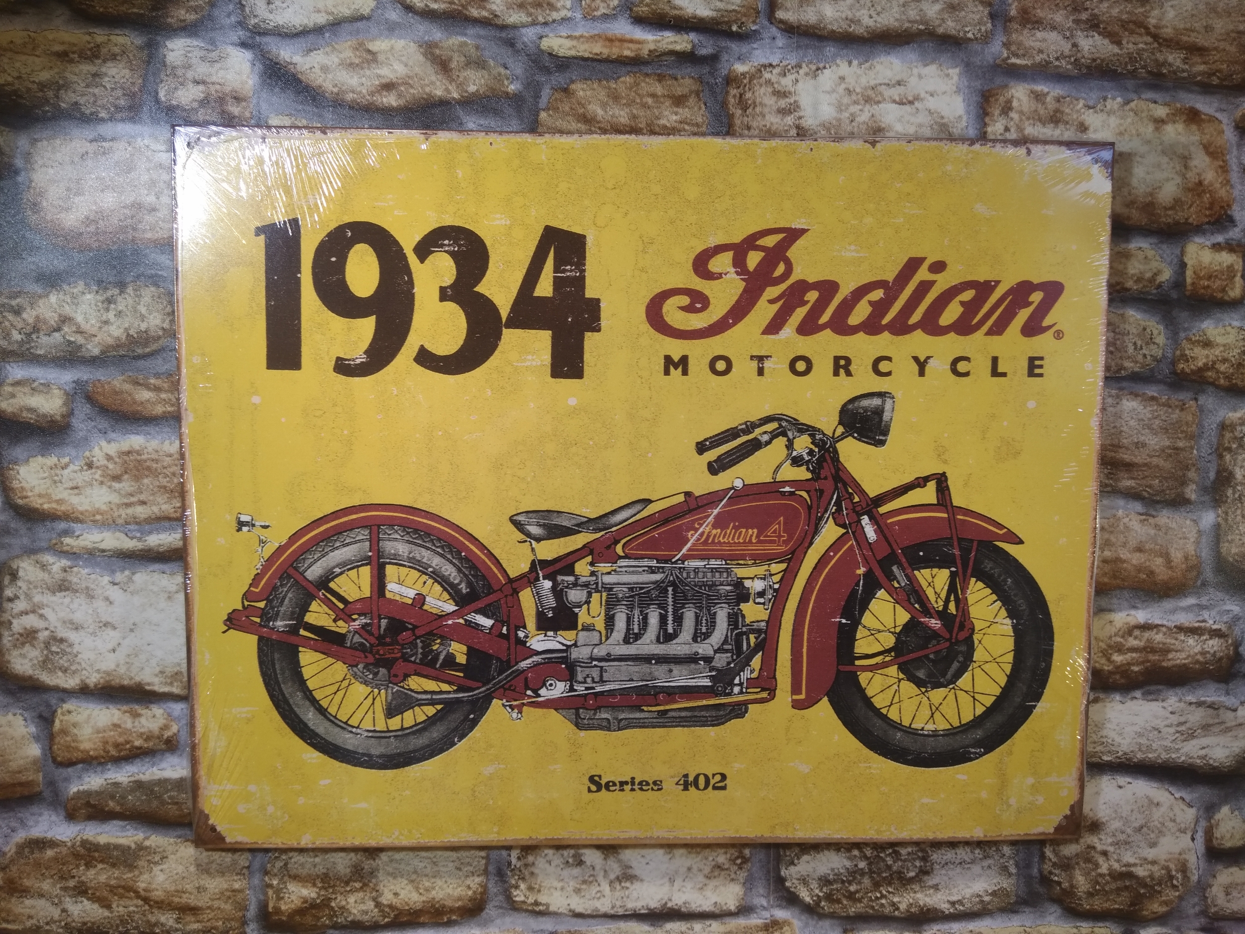 plaque métal déco moto indian 1934