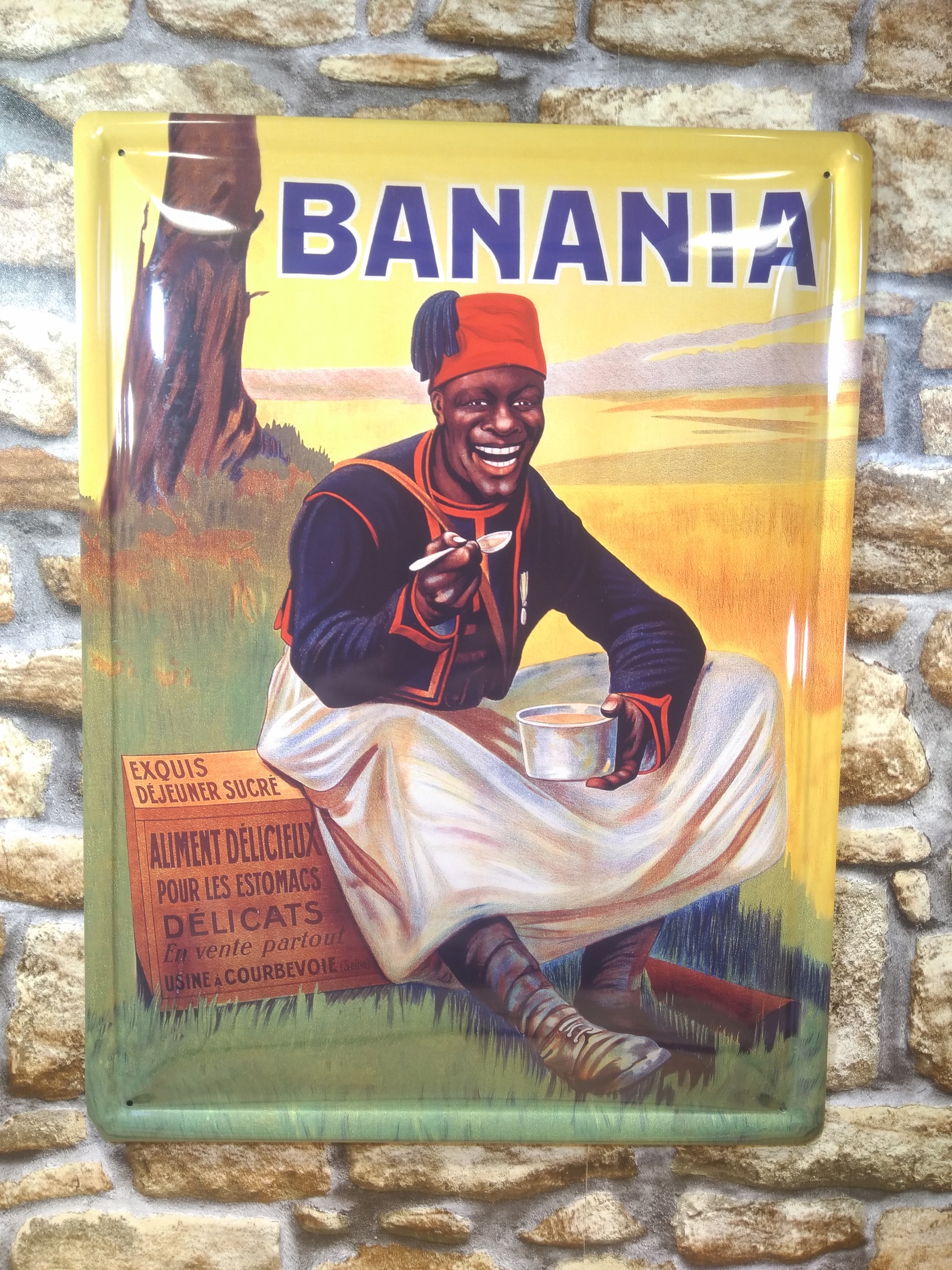 plaque métal déco banania tirailleur vintage