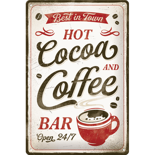 Plaque Hot cacao and coffee 20x30