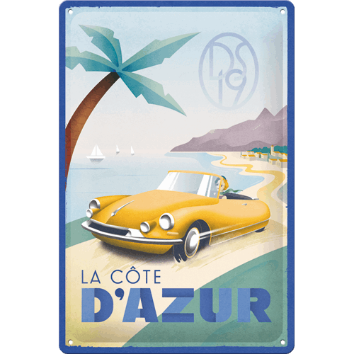 Plaque Citroen DS côte d\'Azur 20x30