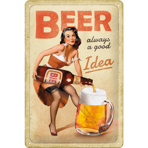 Plaque Beer Pin Up 20x30 Barapéroles Plaques Publicitaires Le Grenier Vintage 