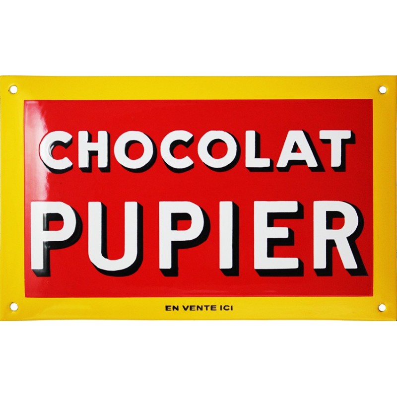 Plaque émaillée chocolat Pupier