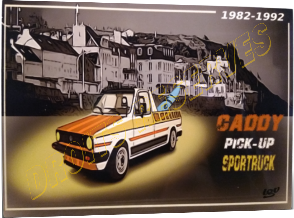 plaque metal vw caddy plage