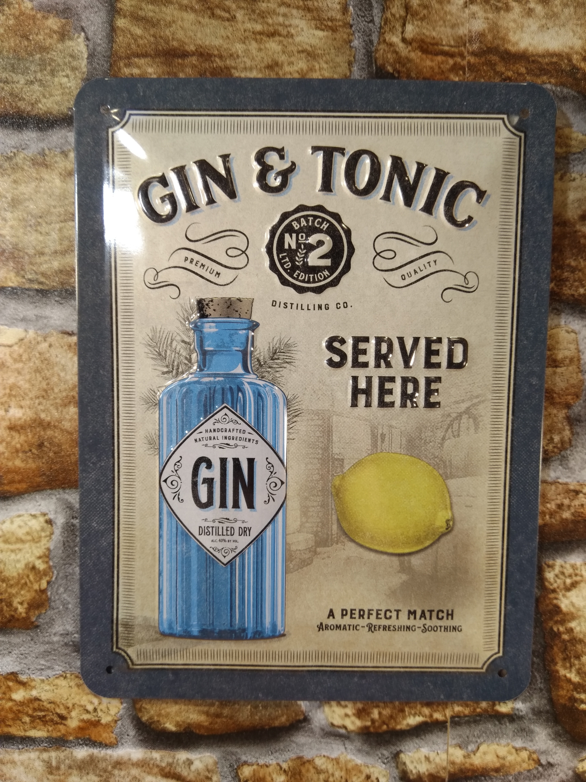 plaque métal déco publicitaire gin tonic