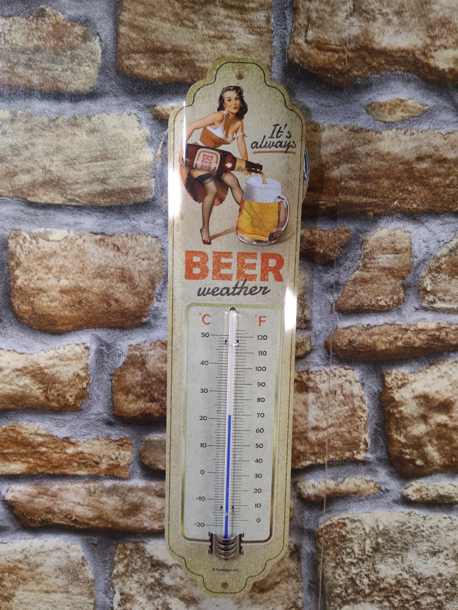 thermomètre métal déco pin-up bière rétro vintage