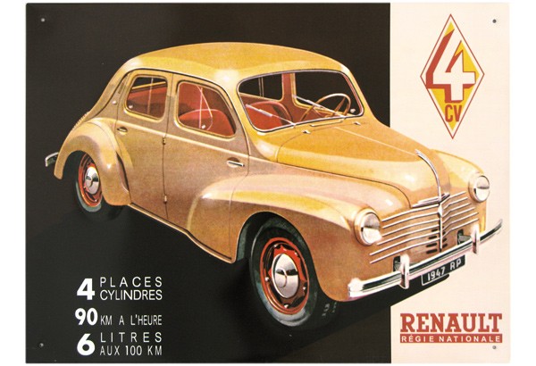 Plaque métal Renault 4cv