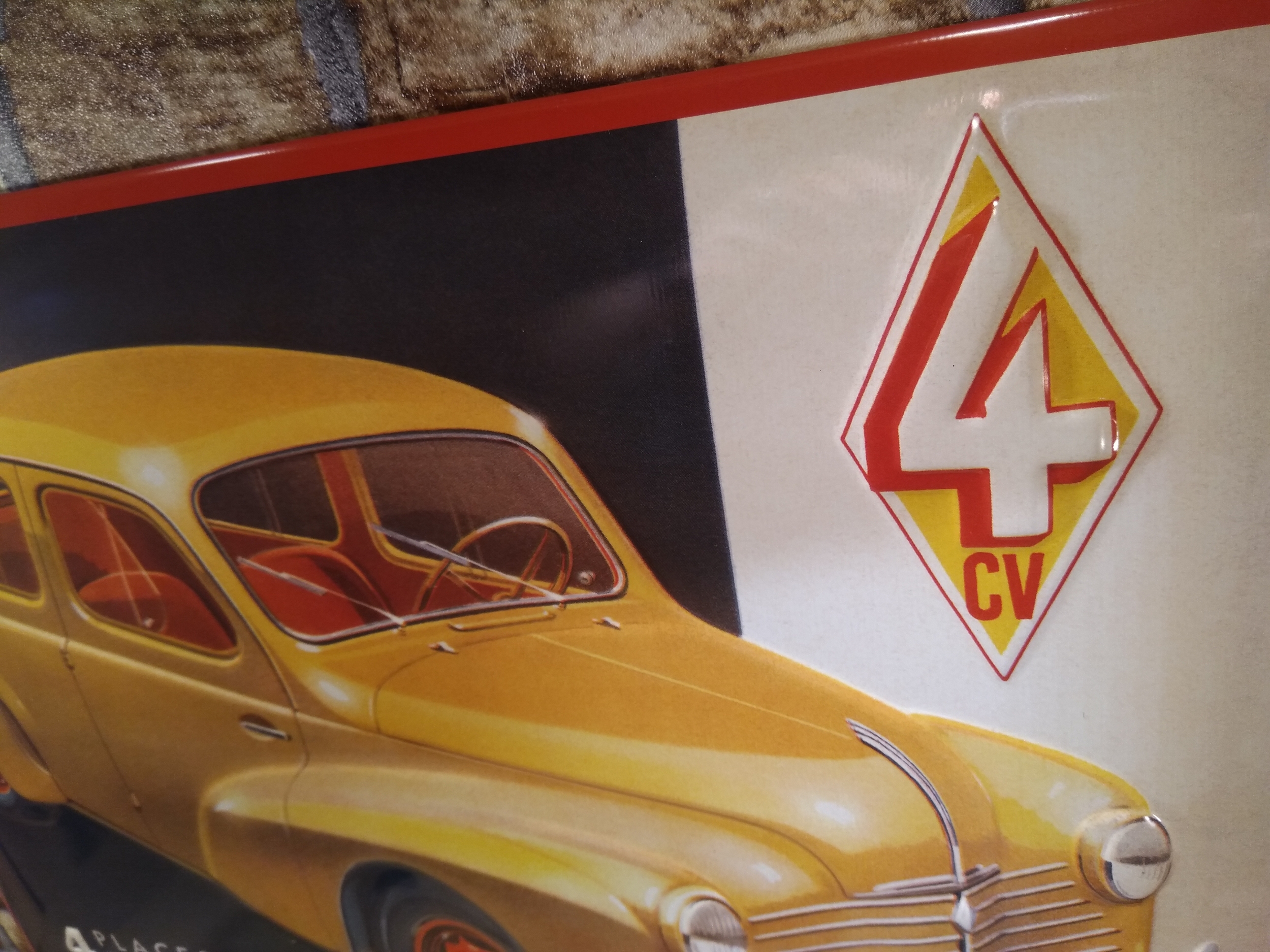plaque déco rétro vintage renault 4 CV