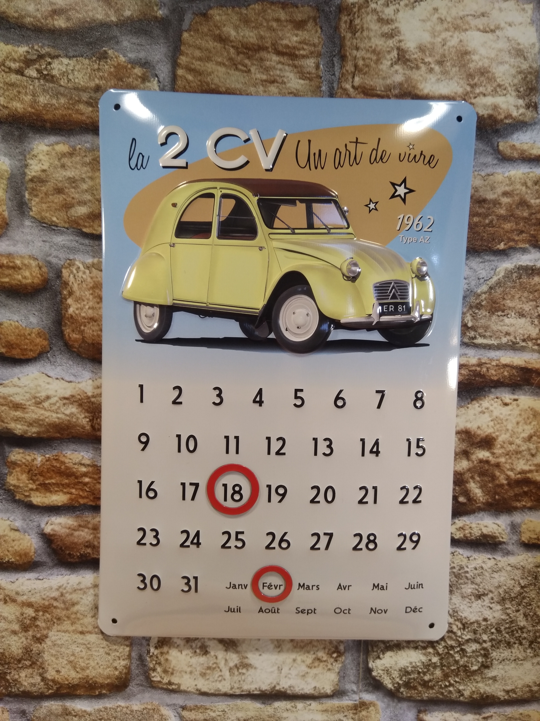 calendrier perpétuel citroen 2cv rétro vintage