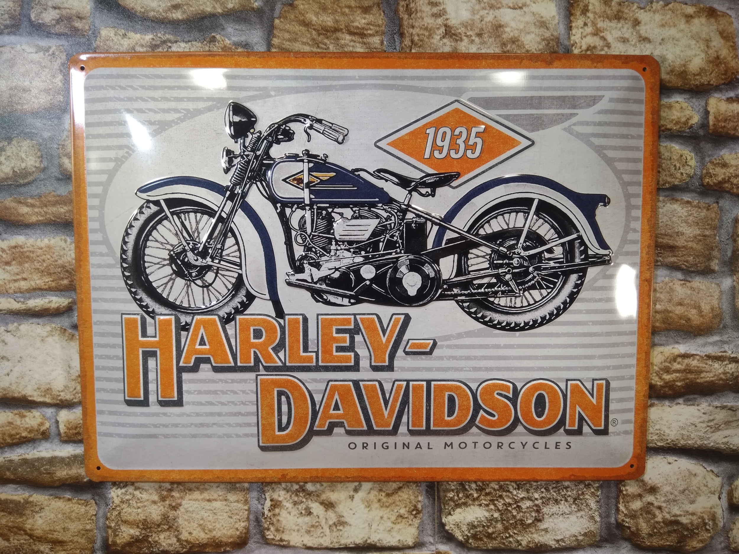 plaque publicitaire moto harley davidson rétro vintage