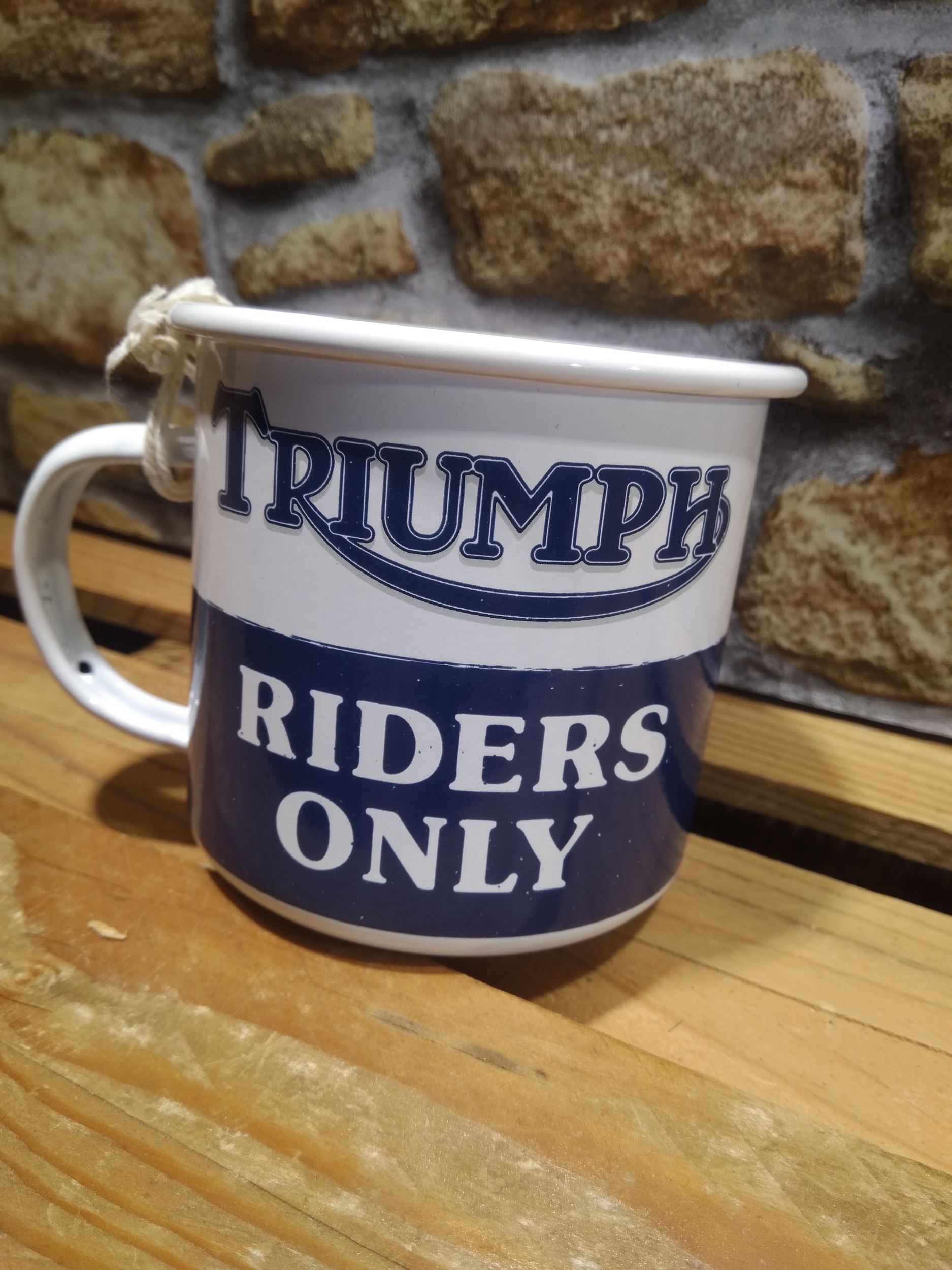 tasse émaillée rétro vintage moto triumph