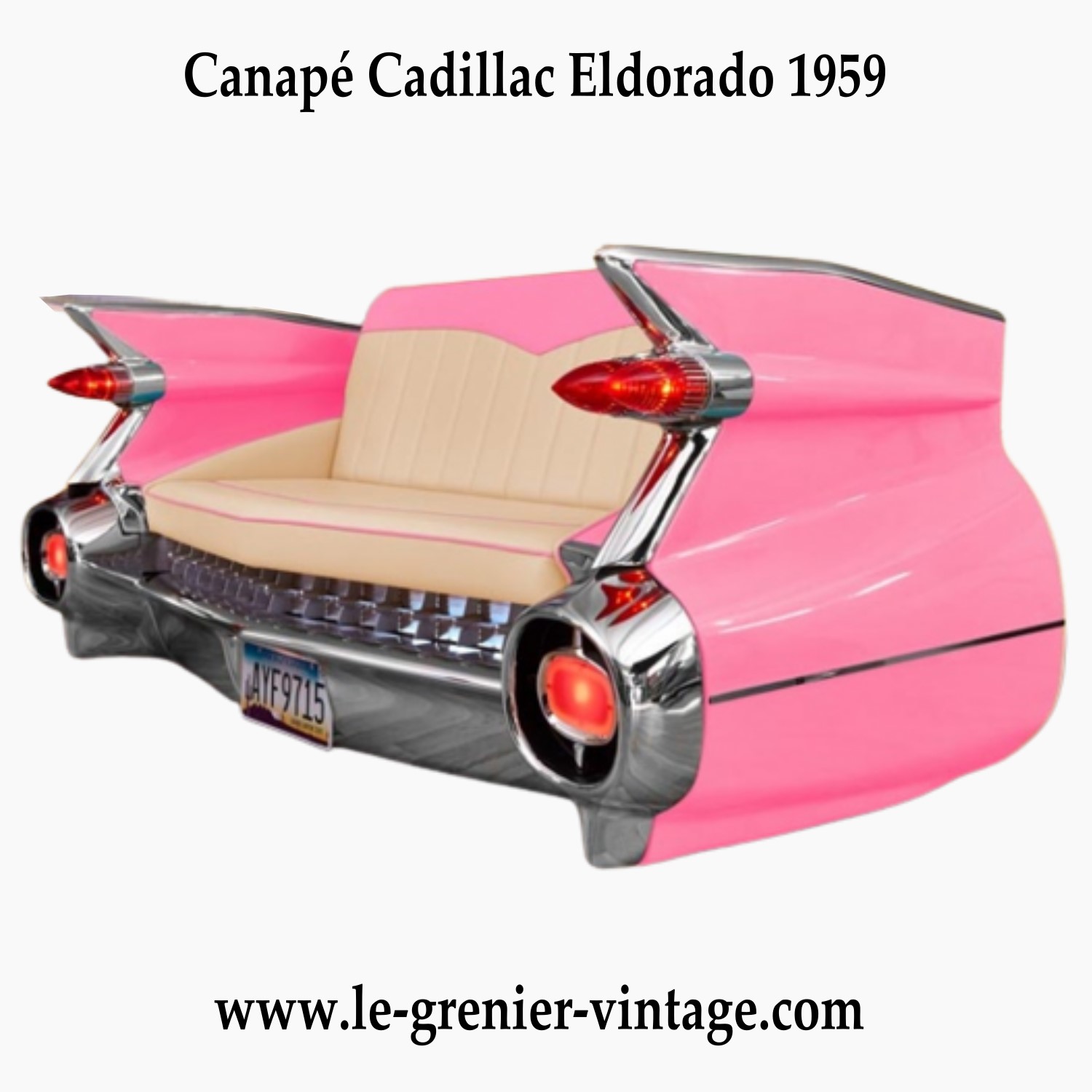 Canapé Cadillac vintage rose