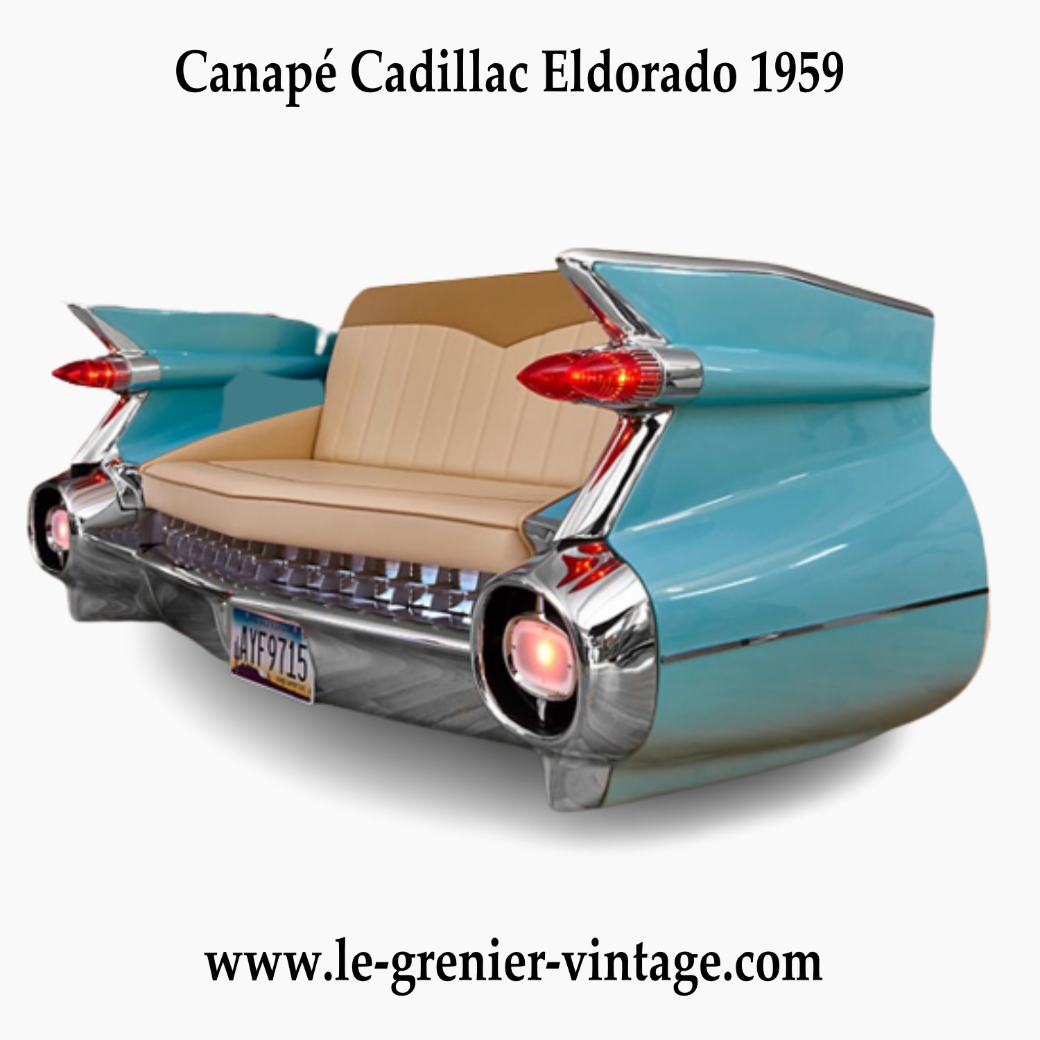 Canapé Cadillac vintage turquoise