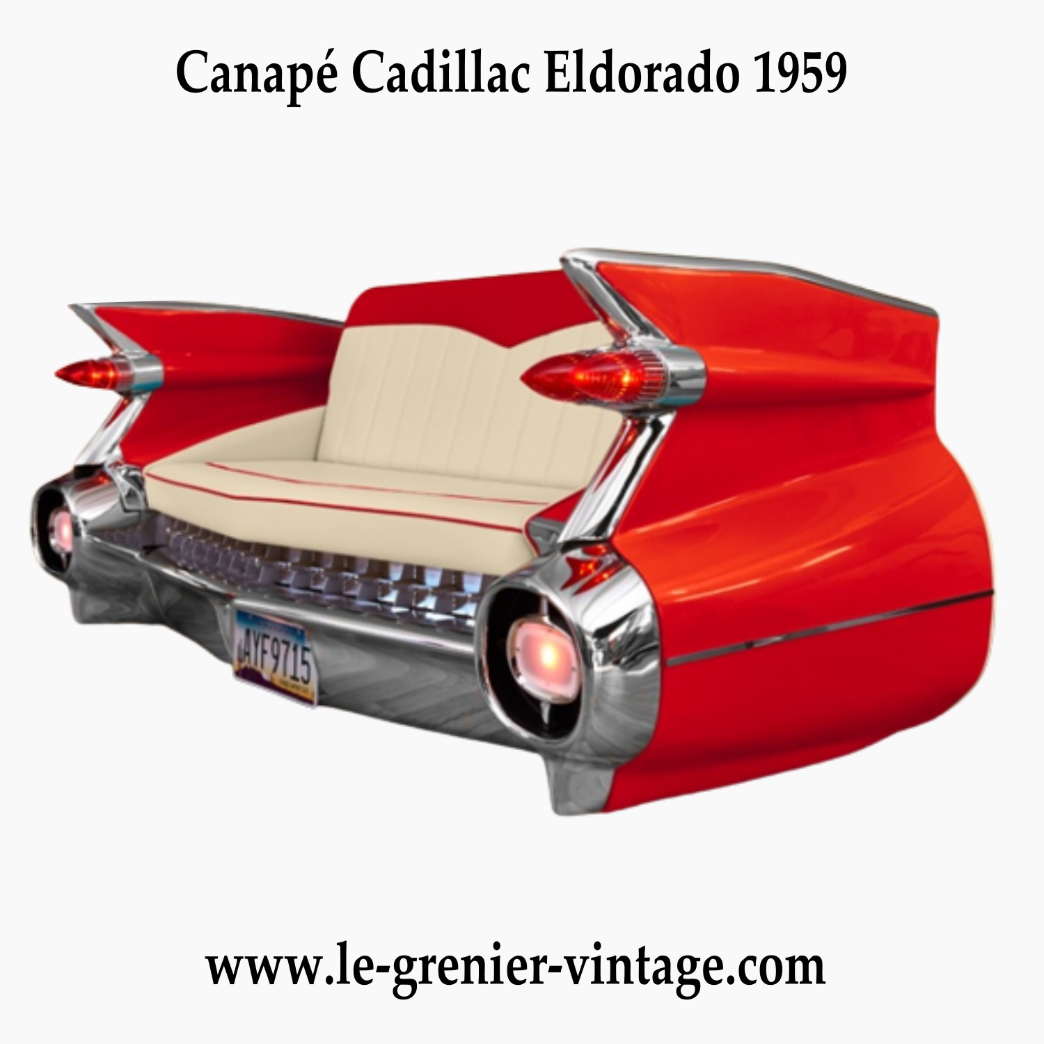 Canapé Cadillac vintage rouge