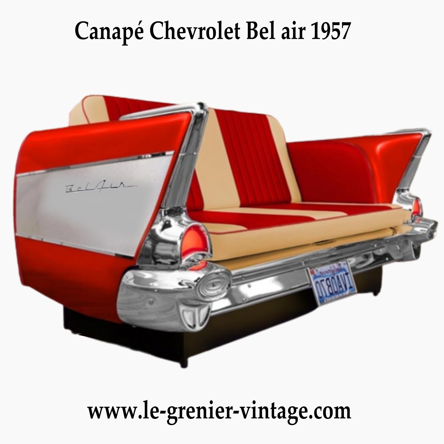 Canapé vintage Chevrolet Bel Air rouge