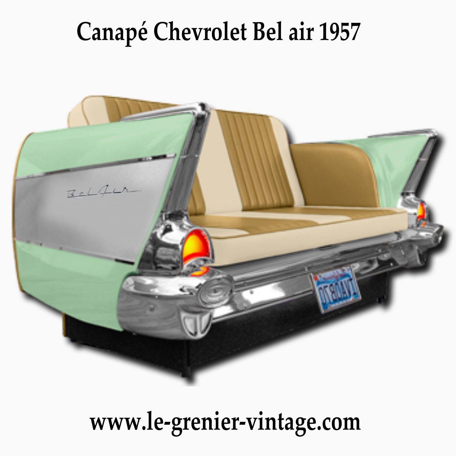 Canapé vintage Chevrolet Bel Air Vert pastel