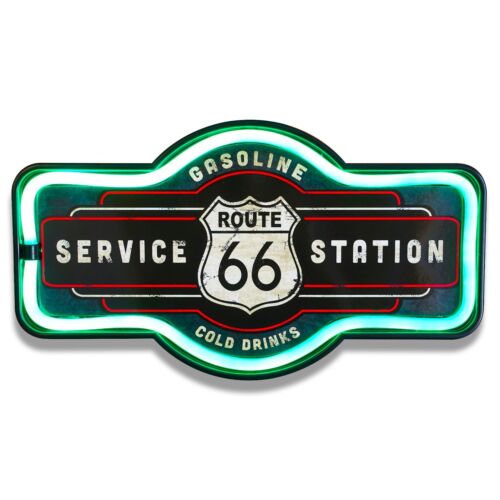 Plaque métal Néon Route 66