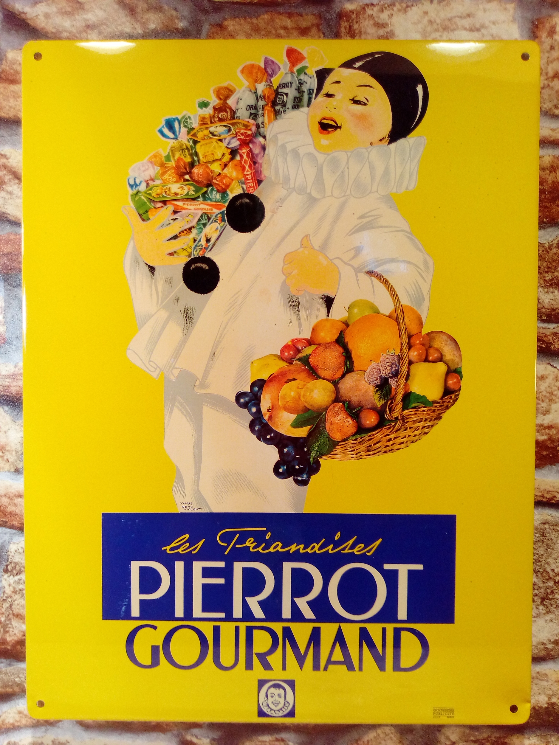 plaque publicitaire friandises pierrot gourmand