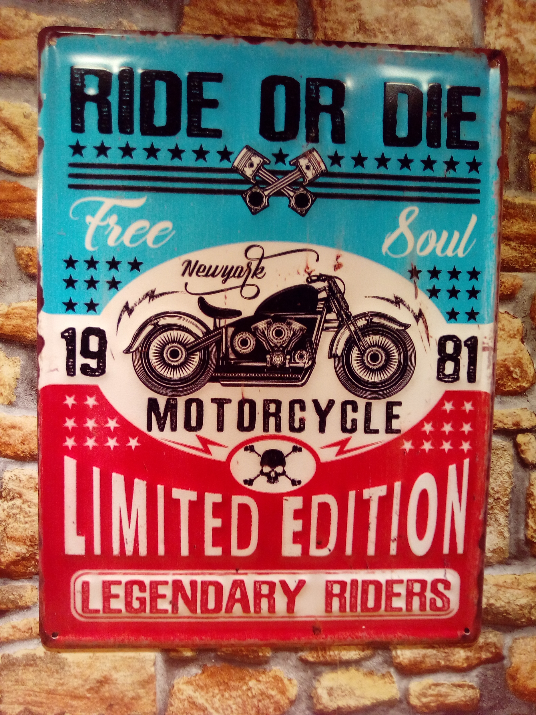 plaque métal ride or die bikers