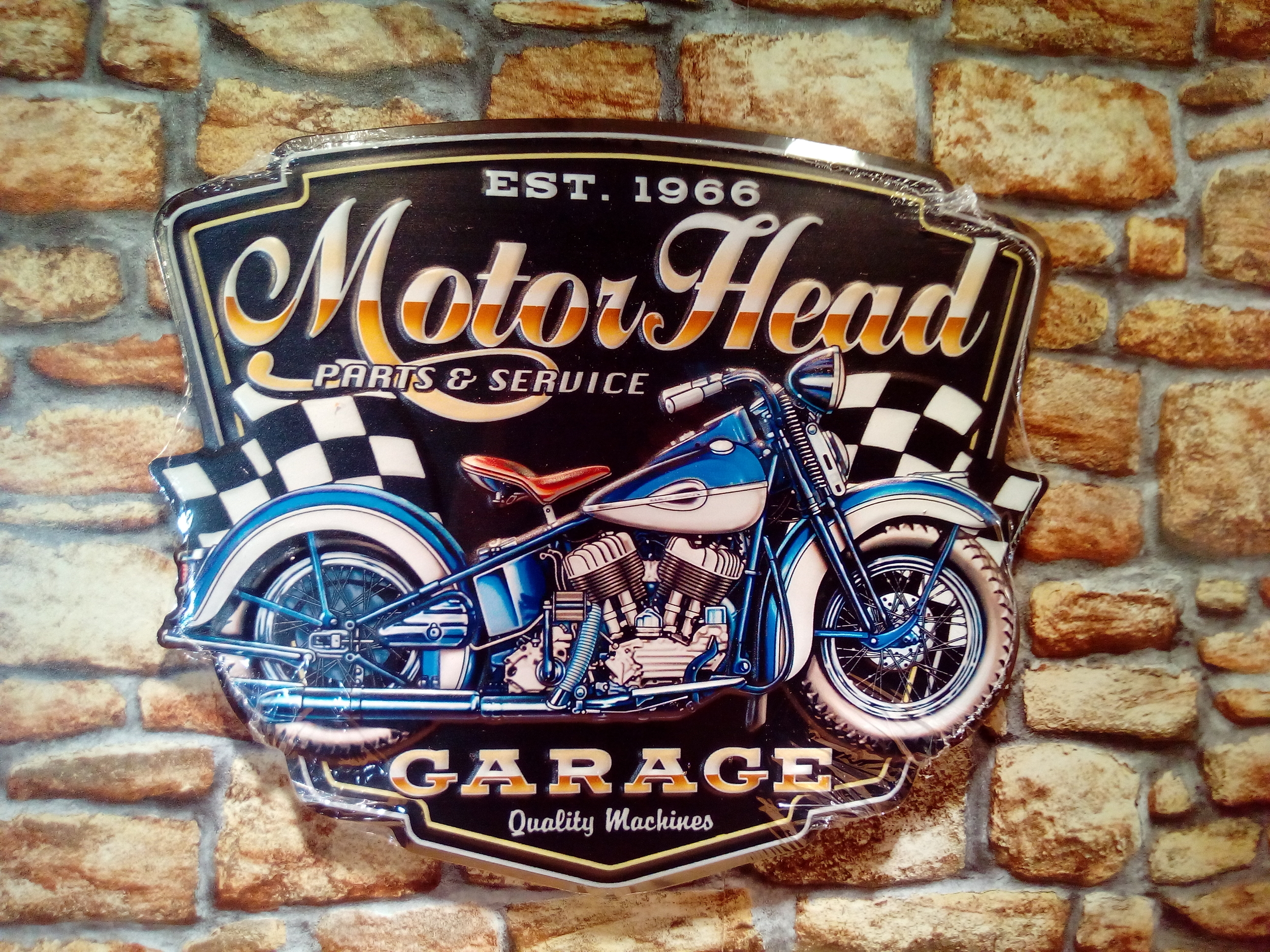plaque motor head garage vintage moto