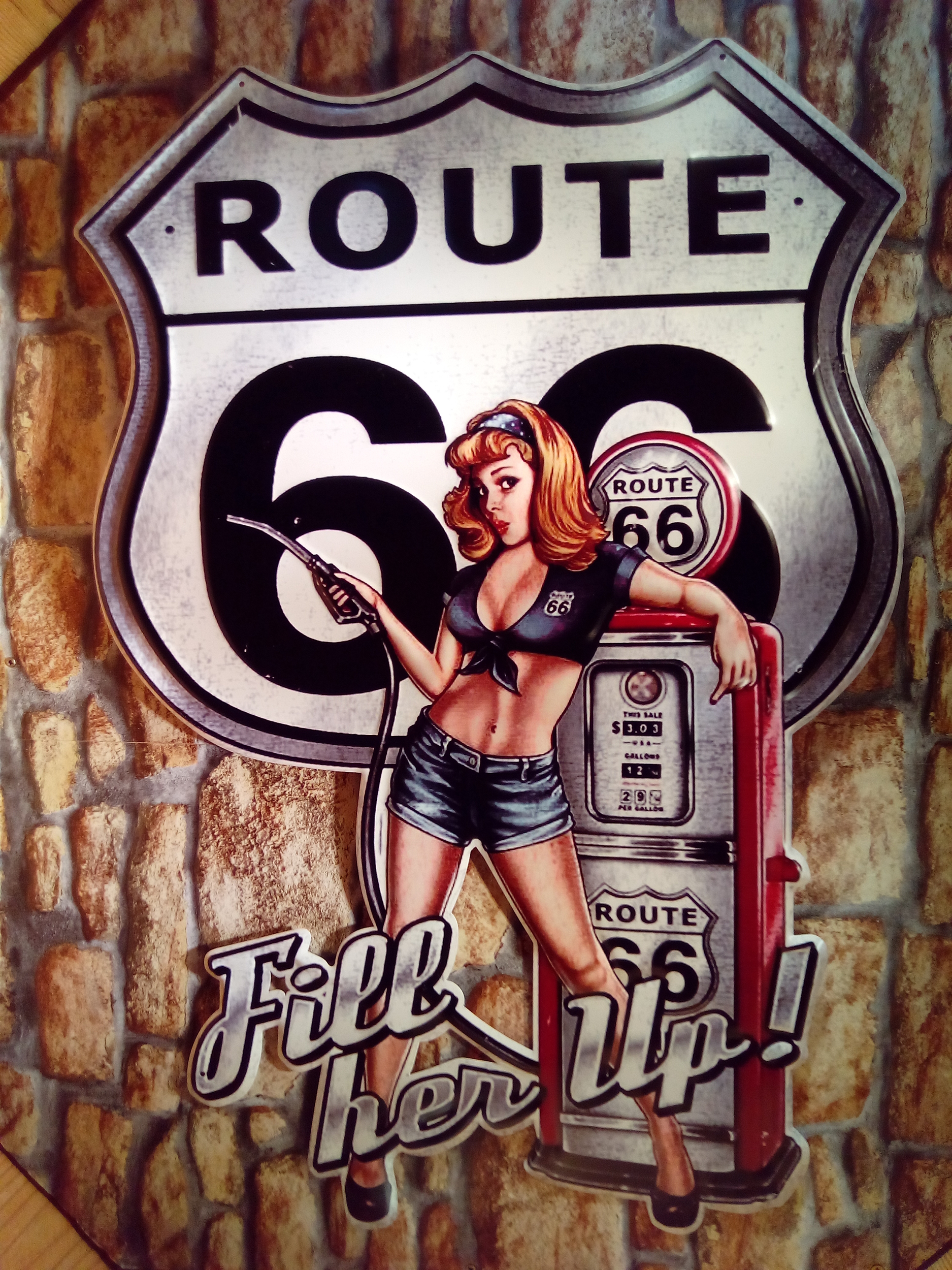 plaque route 66 pin up station américaine
