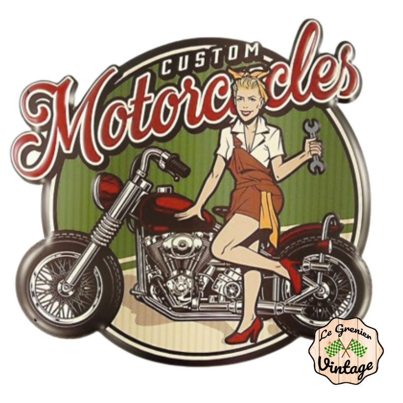 plaque vintage custom motorcycle garage