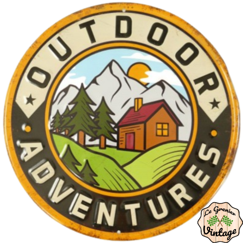 plaque américaine ronde outdoor aventures
