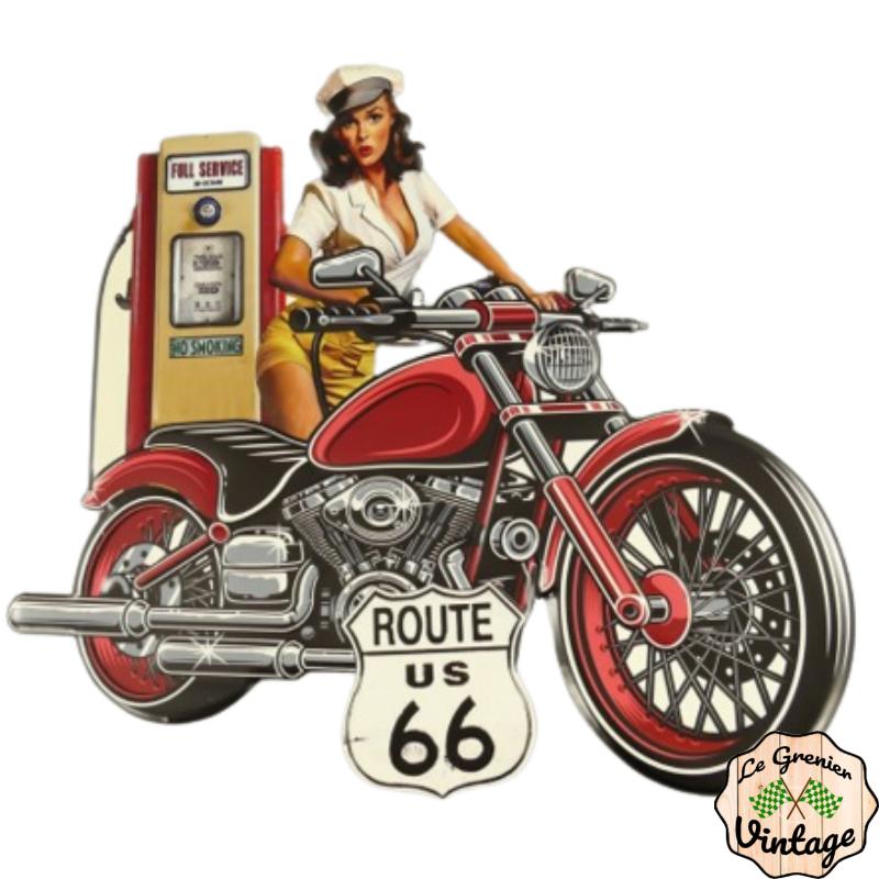 Plaque métal pin-up Route 66