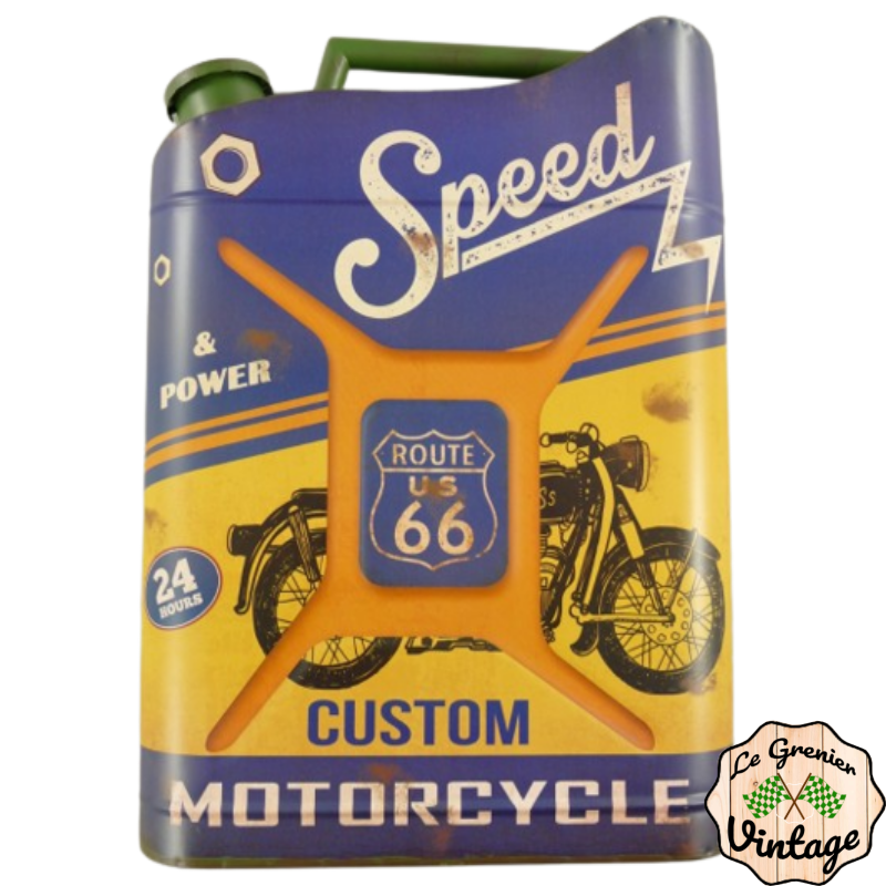 Plaque métal jerrican moto gas & oil