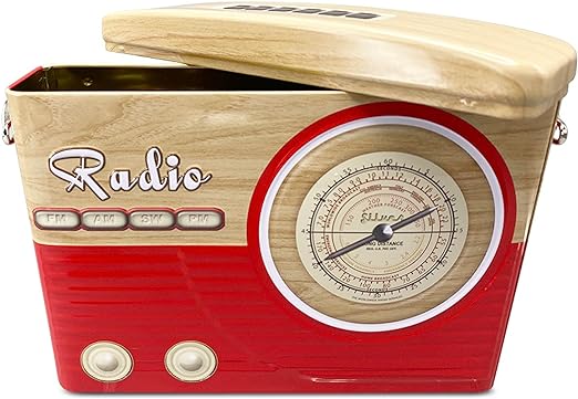 boite métal vintage radio rouge
