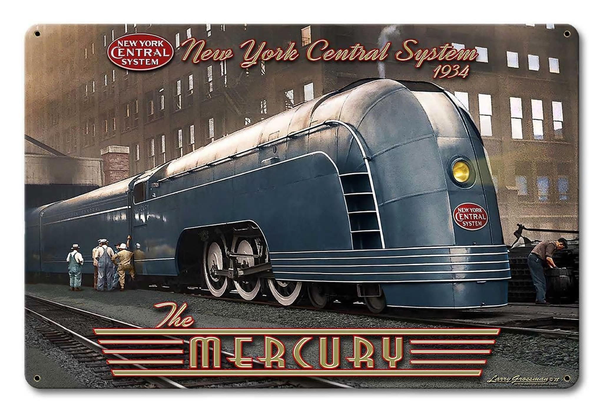 Plaque métal train Mercury