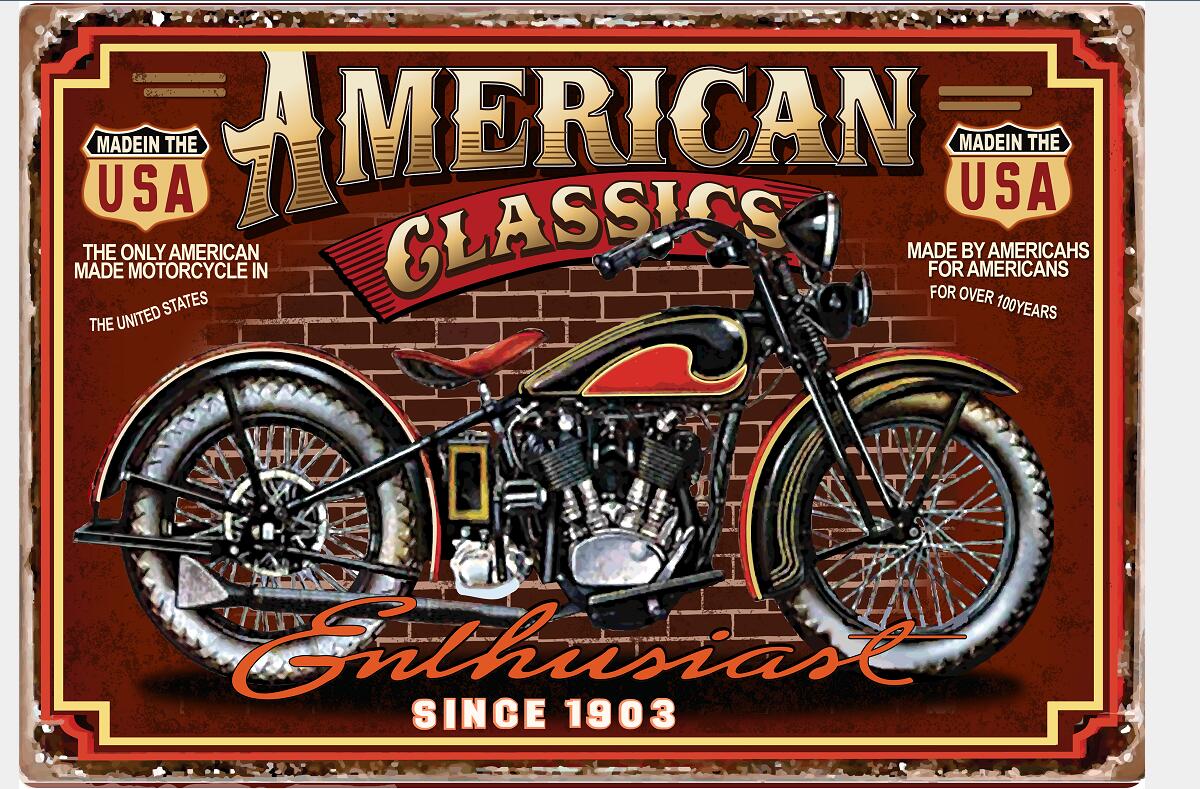 plaque vintage moto américaine classic