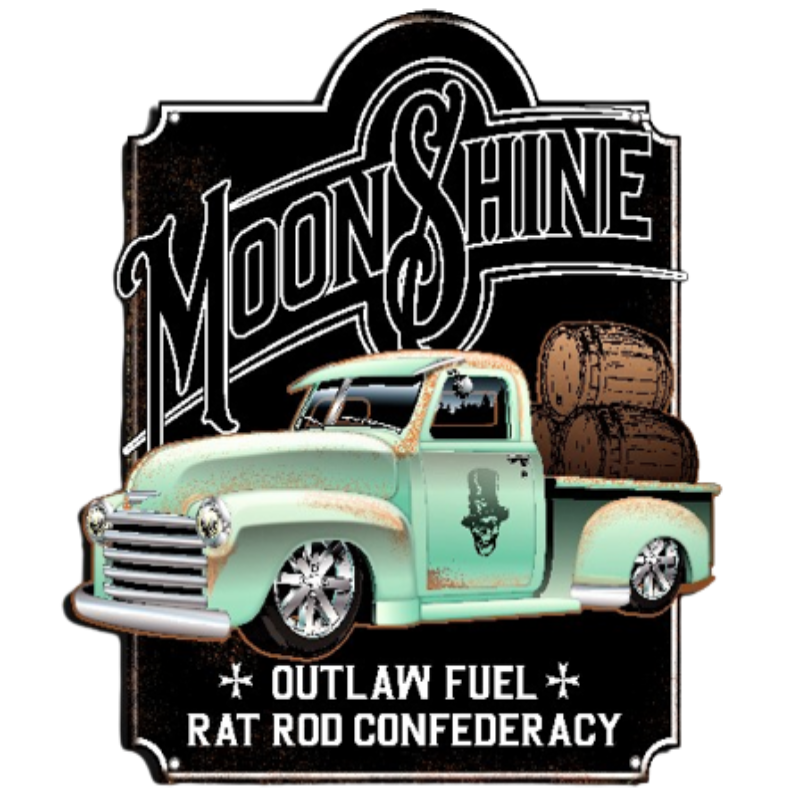 plaque tôle moonshine outlaw fuel rat rod confederacy