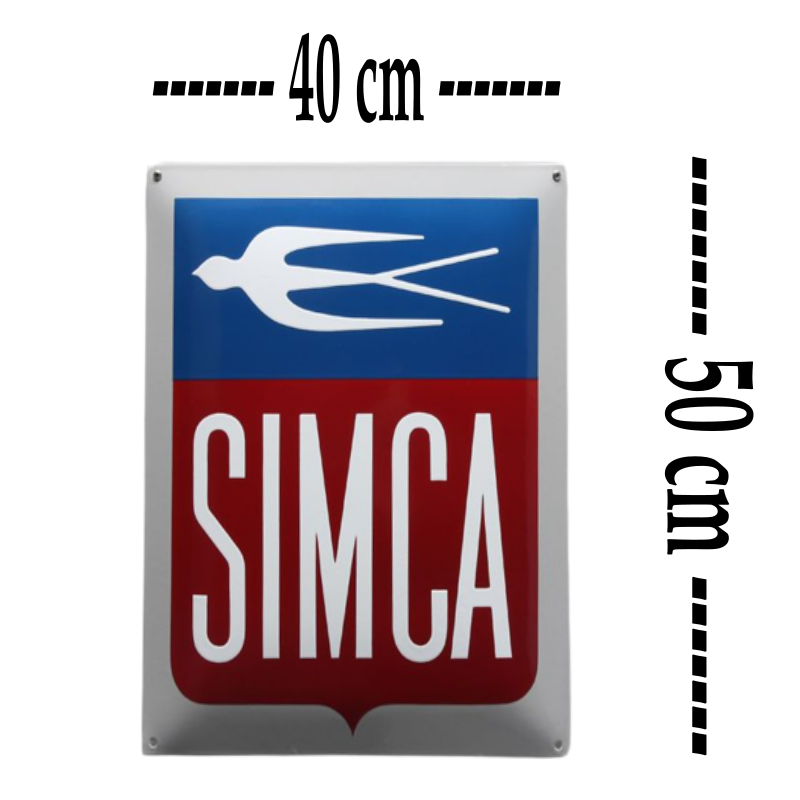 plaque émaillée bombée Simca rectangulaire