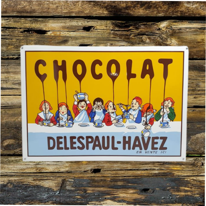 plaque émaillée vintage chocolat delespaul-havez