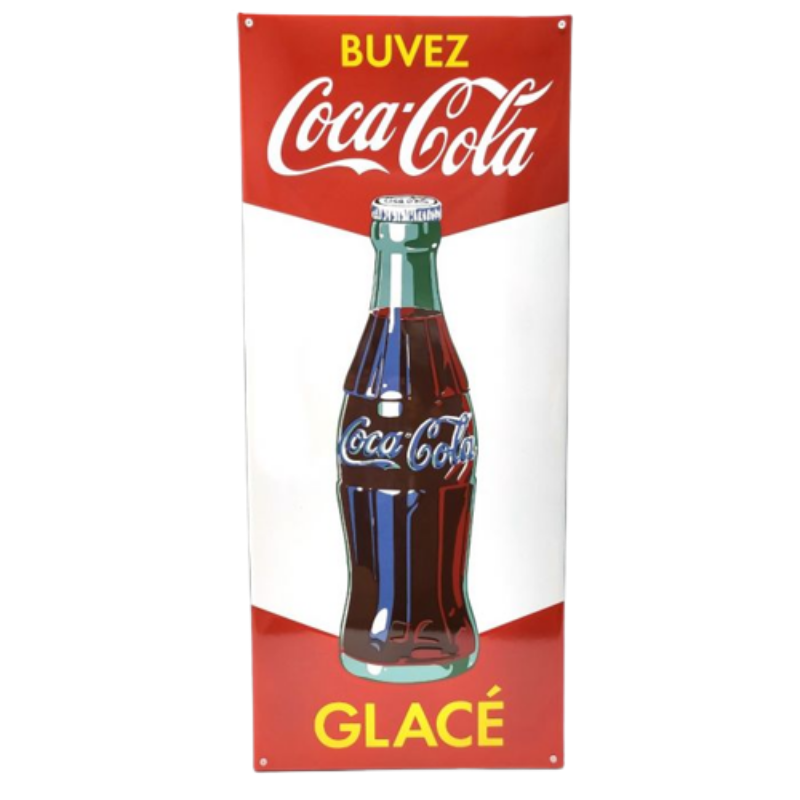 plaque émaillée buvez coca-cola 90x38 cm