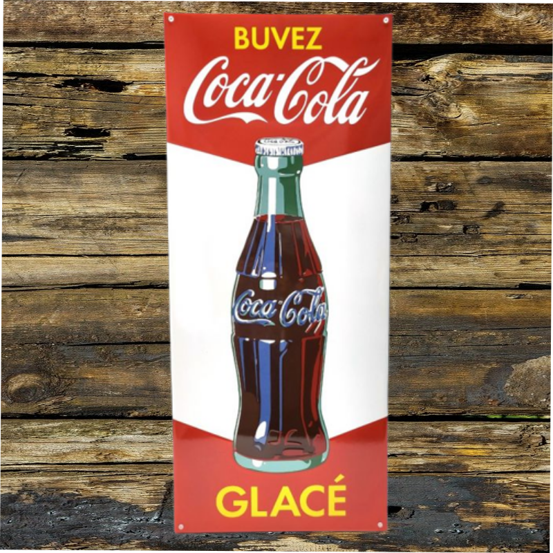 plaque émaillée vintage coca-cola glacé
