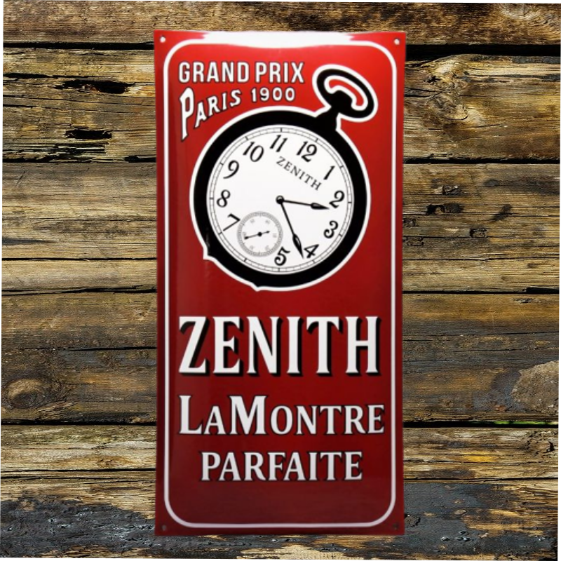 plaque émaillée vintage montre Zénith la montre parfaite
