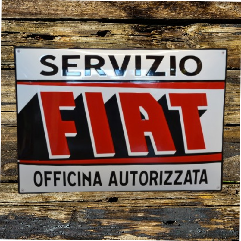 plaque émaillée bombée vintage Fiat servizio