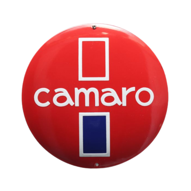 plaque émaillée logo Camaro ronde 50cm