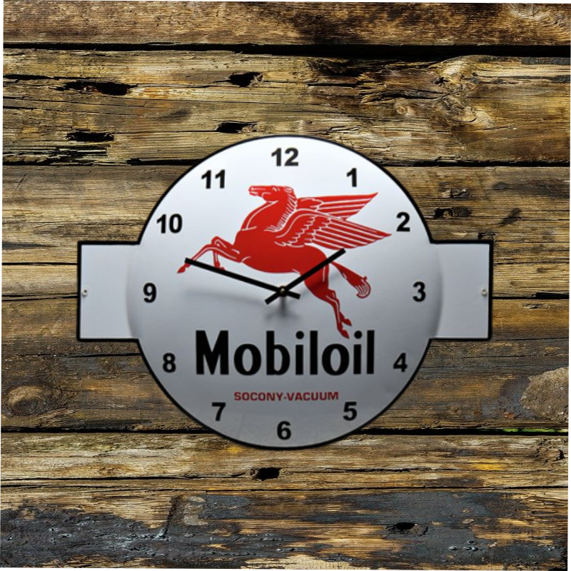 pendule vintage logo Mobiloil émaillée