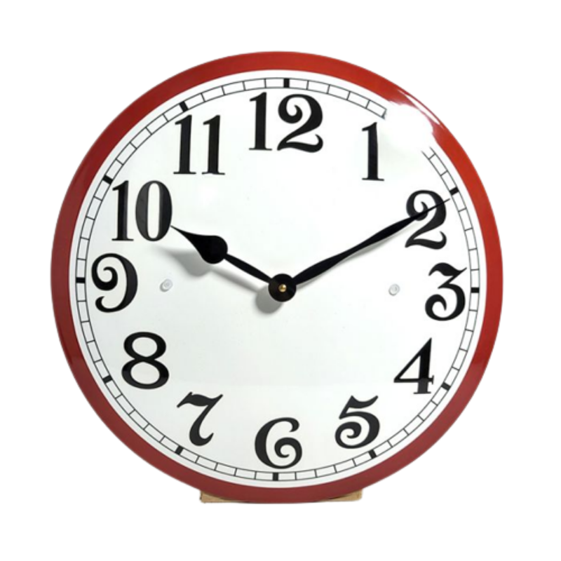 horloge émaillée blanche et rouge diamètre 40cm