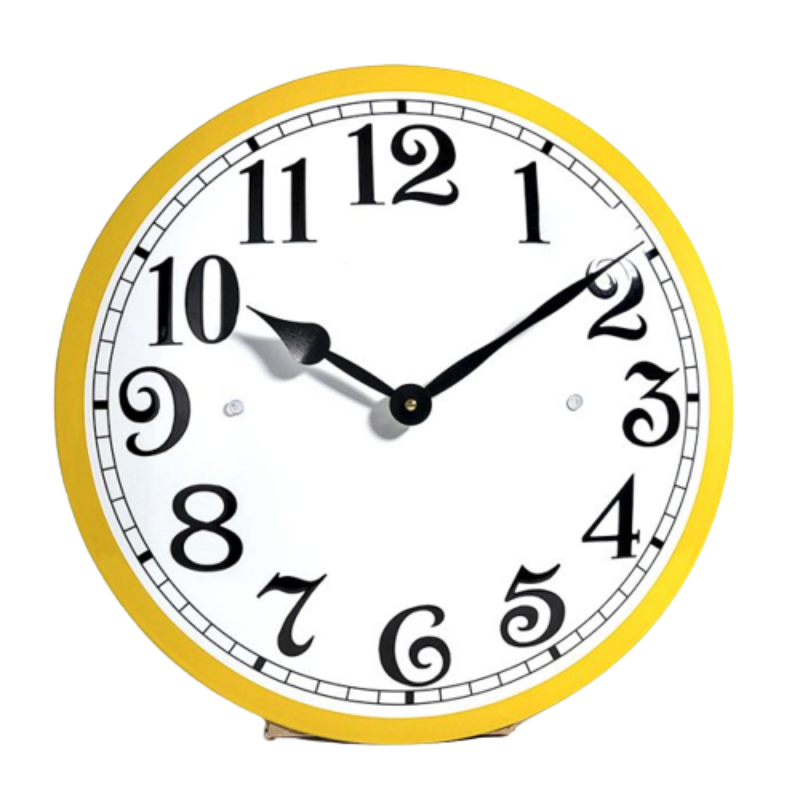 horloge émaillée blanche et jaune diamètre 40cm
